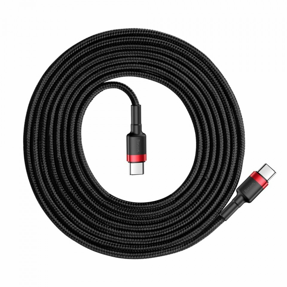 Cablu de Date Type-C la Type-C, 3A, 1m - Baseus Cafule (CATKLF-G91) - Red / Black - 2 | YEO