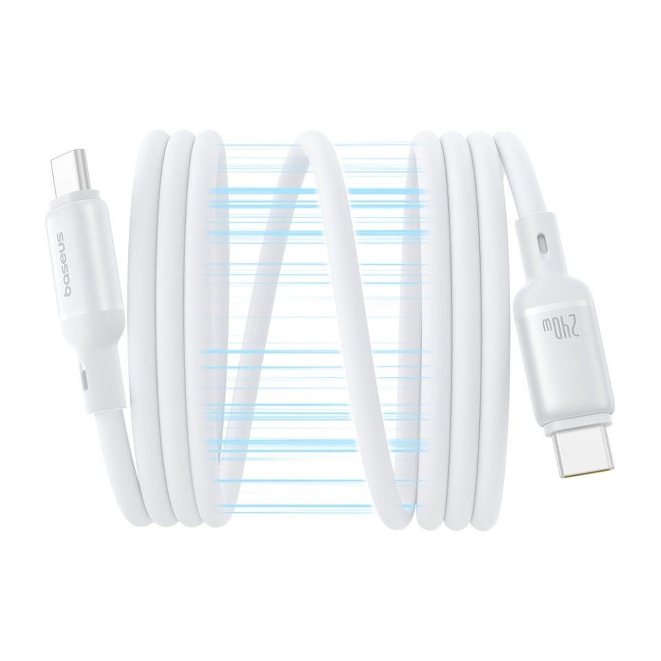 Cablu de date Type-C la Type-C, Fast Charging, 480Mbps, Silicone, 1m, Baseus Data Cable PicoGo, Alb - 1 | YEO