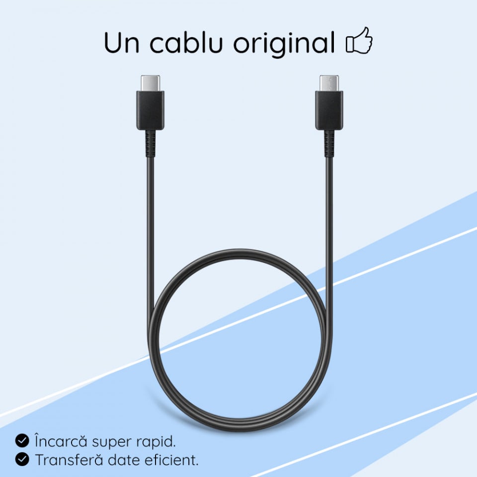 Cablu de Date USB-C la Type-C Fast Charging 3A, 1m - Samsung (EP-DA705BBEGWW) - Black (Bulk Packing) - 3 | YEO