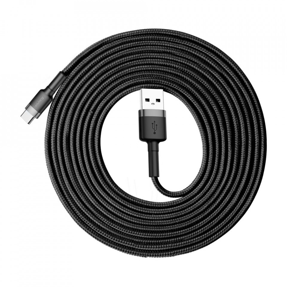 Cablu de Date USB Type-C, 2A, 3m, Baseus Cafule - Gri Inchis - 3 | YEO