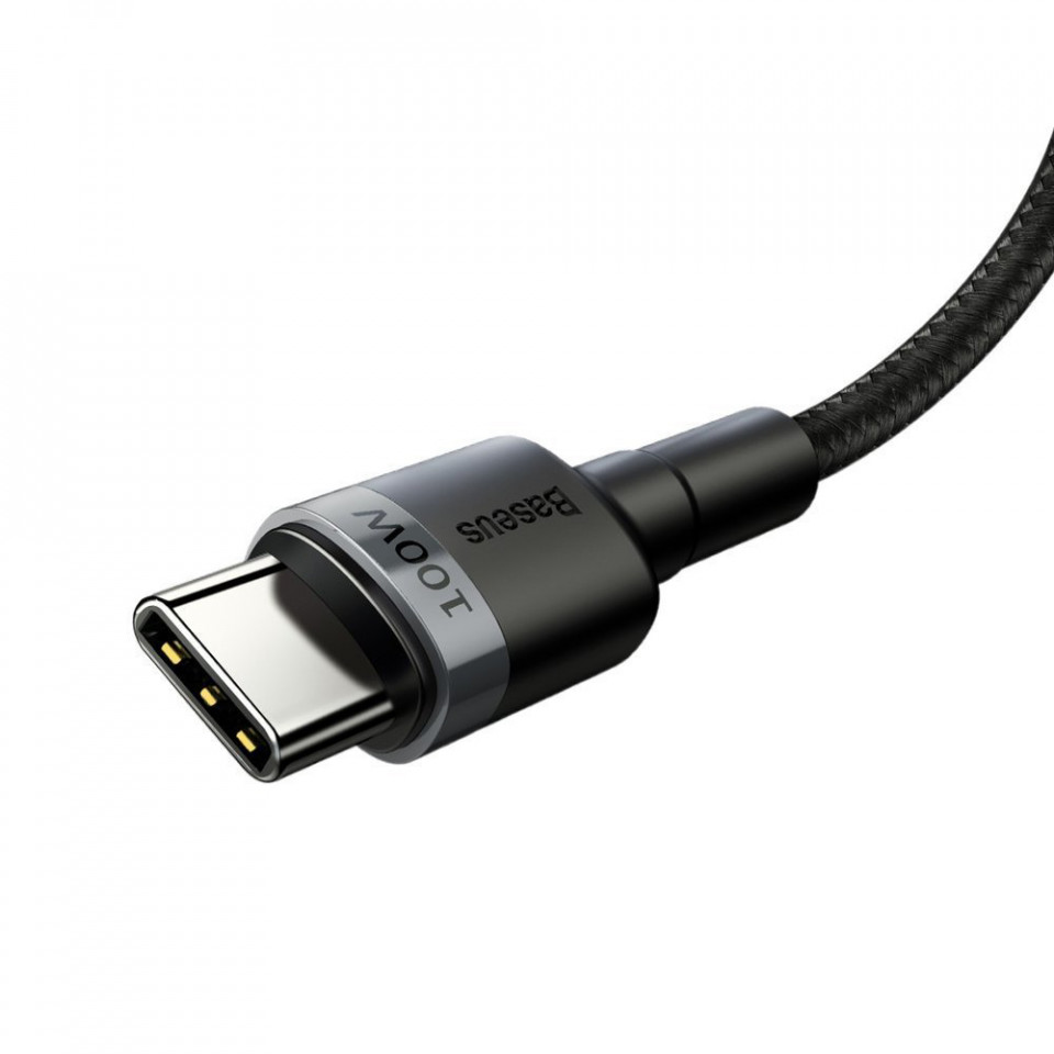 Cablue de date USB la Type-C, PD 2.0, 100W, 2m, Cafule Baseus (CATKLF-ALG1) - Gri Negru - 2 | YEO