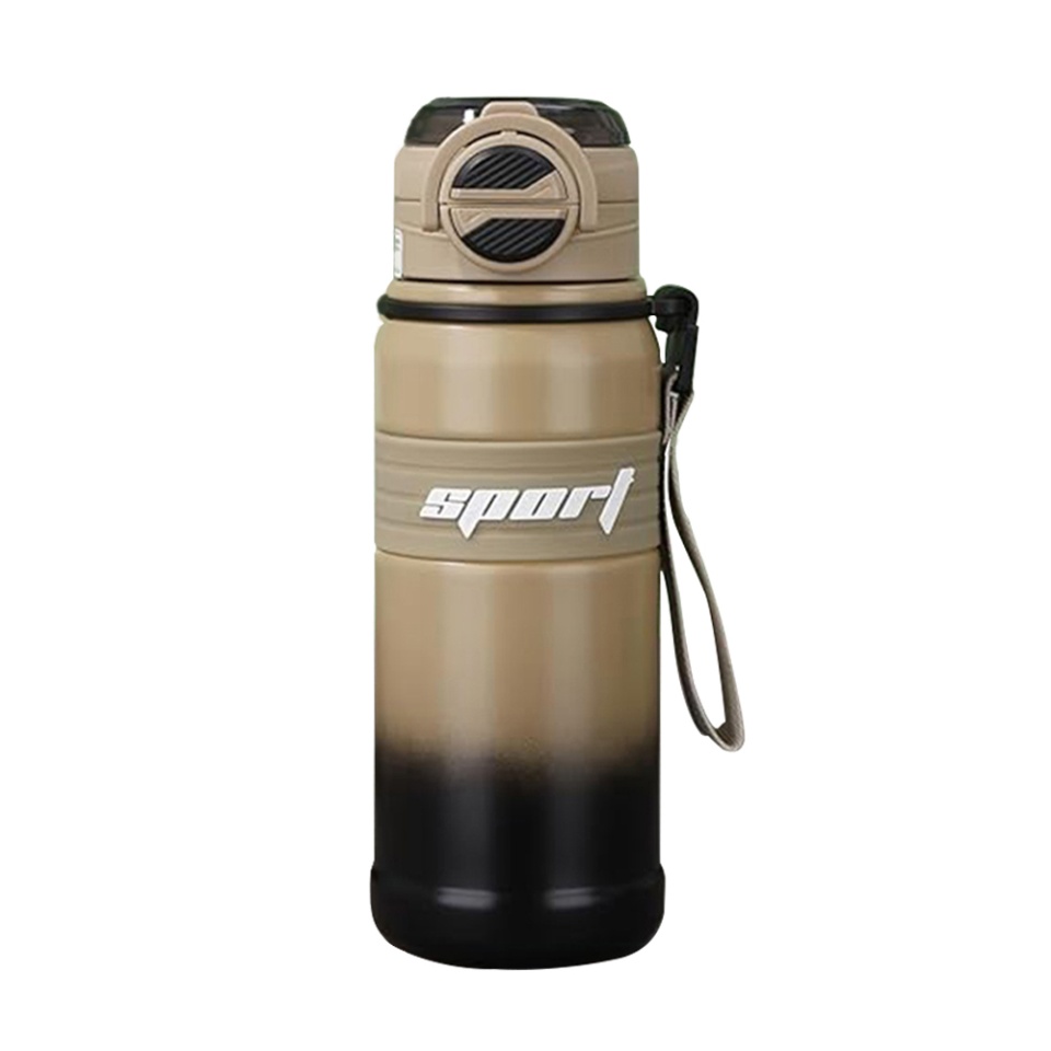 Cana termos, BPA-FREE, Rezistent la rugina si la scurgeri, Reutilizabil, Bauturi calde si reci, Pentru apa, ceai sau cafea, Otel inoxidabil, 680ml, THM9 - Maro