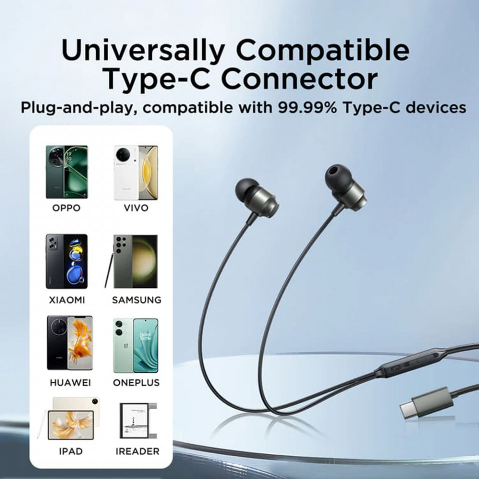 Casti cu Fir Type-C, In-Ear, 1.2m - JoyRoom (JR-EC06) - Silver - 3 | YEO