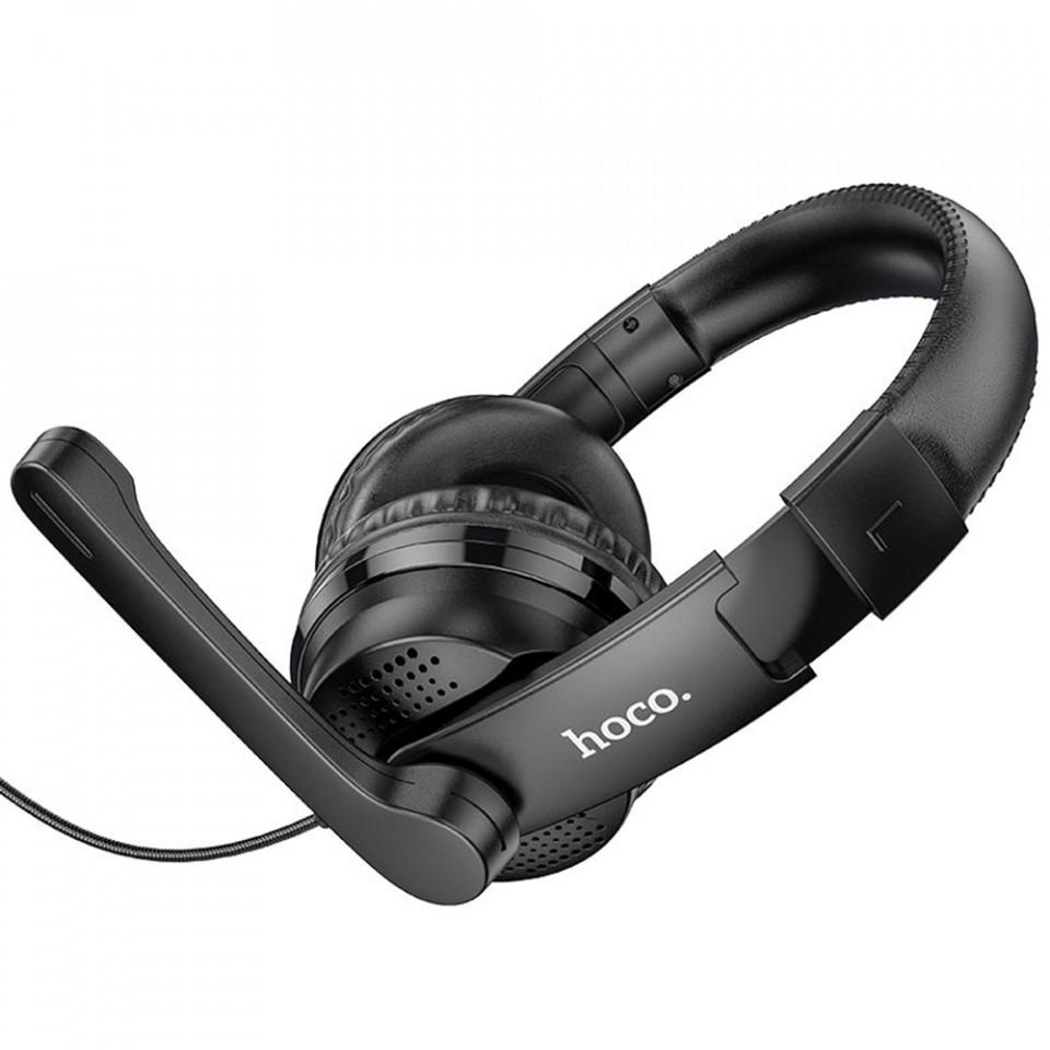 Casti On-Ear cu fir (W103) de Gaming, Jack 3.5mm cu microfon, 2m, HOCO - Negru - 2 | YEO