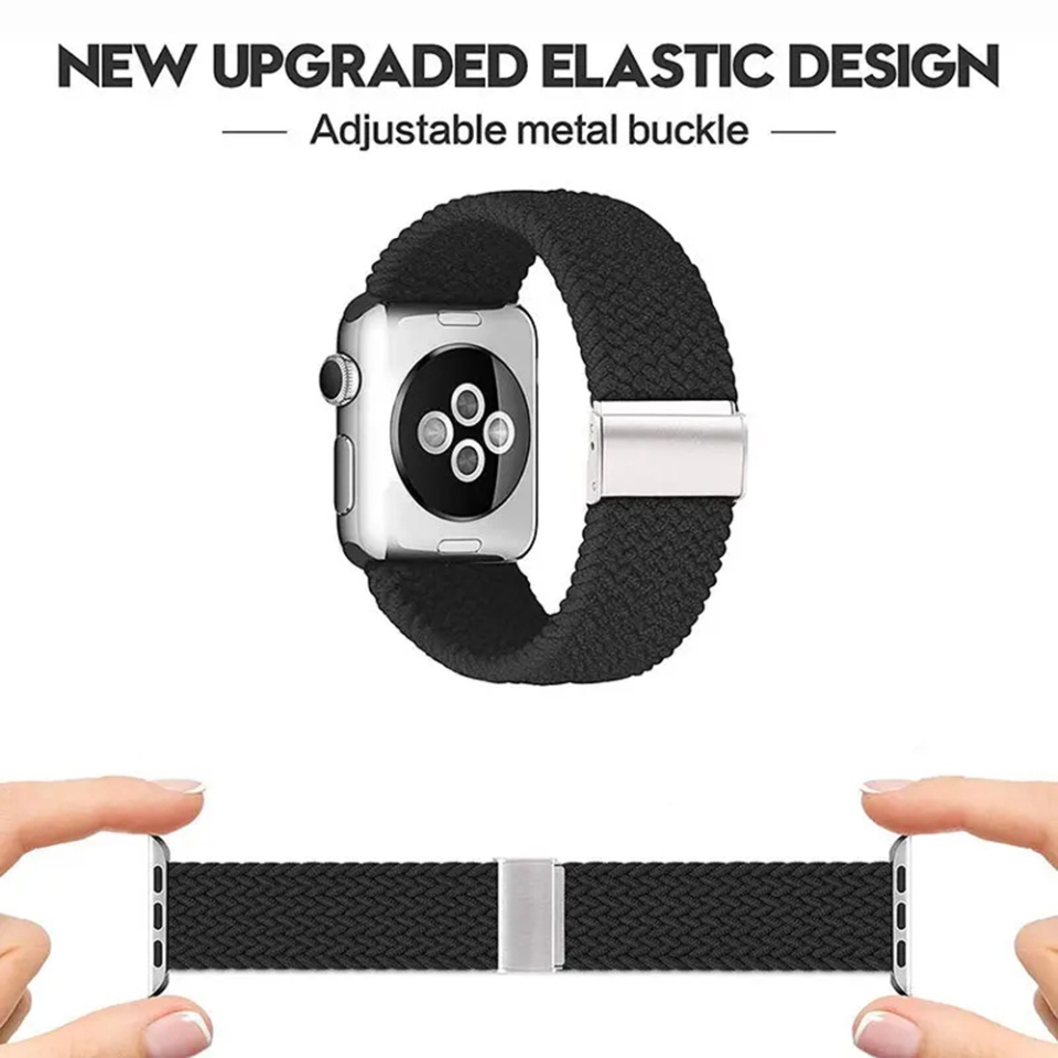 Curea pentru Apple Watch 1/2/3/4/5/6/7/8/9/SE/SE 2/Ultra/Ultra 2 (42/44/45/49mm), Ajustabila, Premium, SKDR BandPro W032 - Negru - 1 | YEO