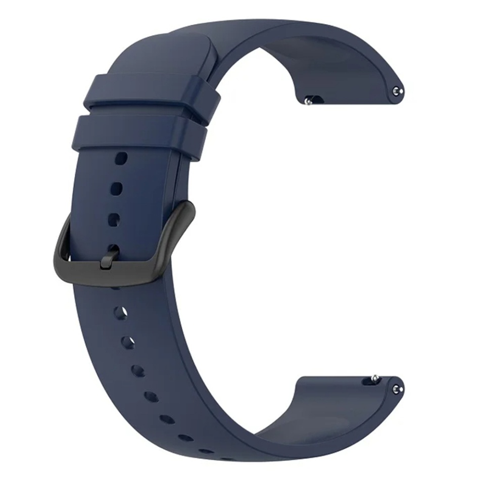 Curea Slicon pentru Samsung Galaxy Watch 4/5/Active 2, Huawei Watch GT 3 /GT 3 Pro, 20mm, Catarama Neagra, SKDR BandPro W001 - Bleumarin