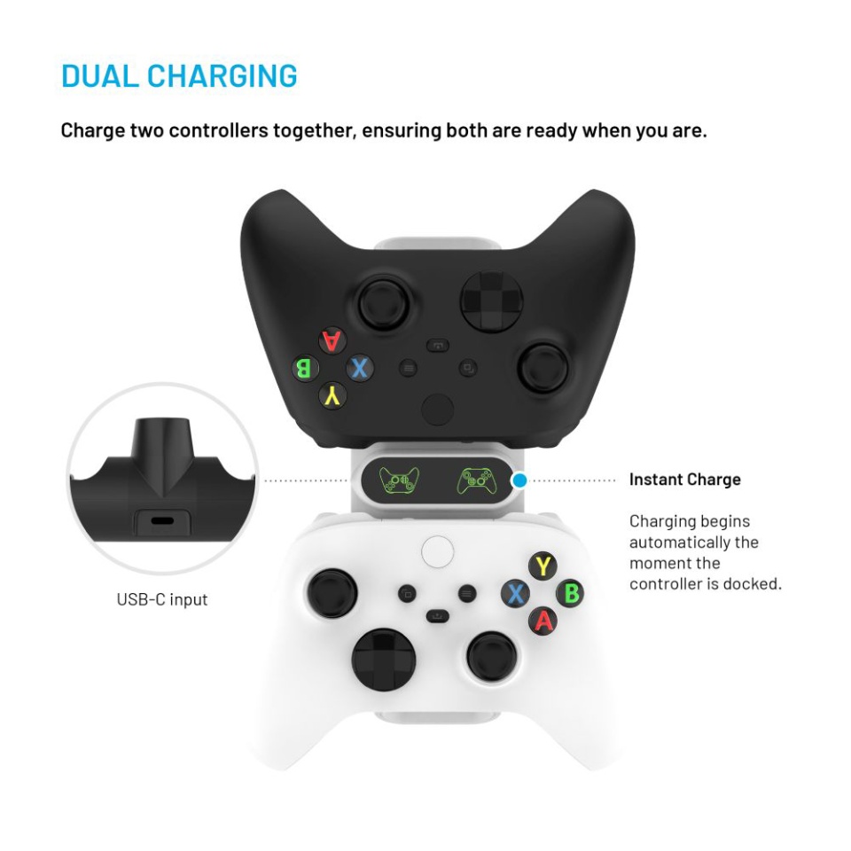 Dock Incarcare Controller Xbox FIXED FIXXB-DCC-BK, Dual Port, Compatibil Xbox Series S/X, Elite, One, LED Status, USB-C, [Culoare necunoscută] - 2 | YEO