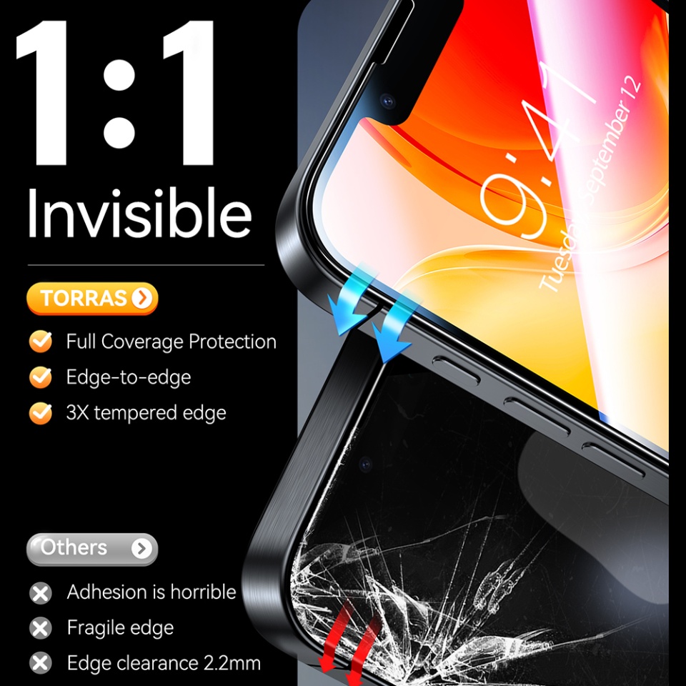 Folie de Sticla iPhone 16e, Torras, GlassGo Install Master, Transparent - 3 | YEO
