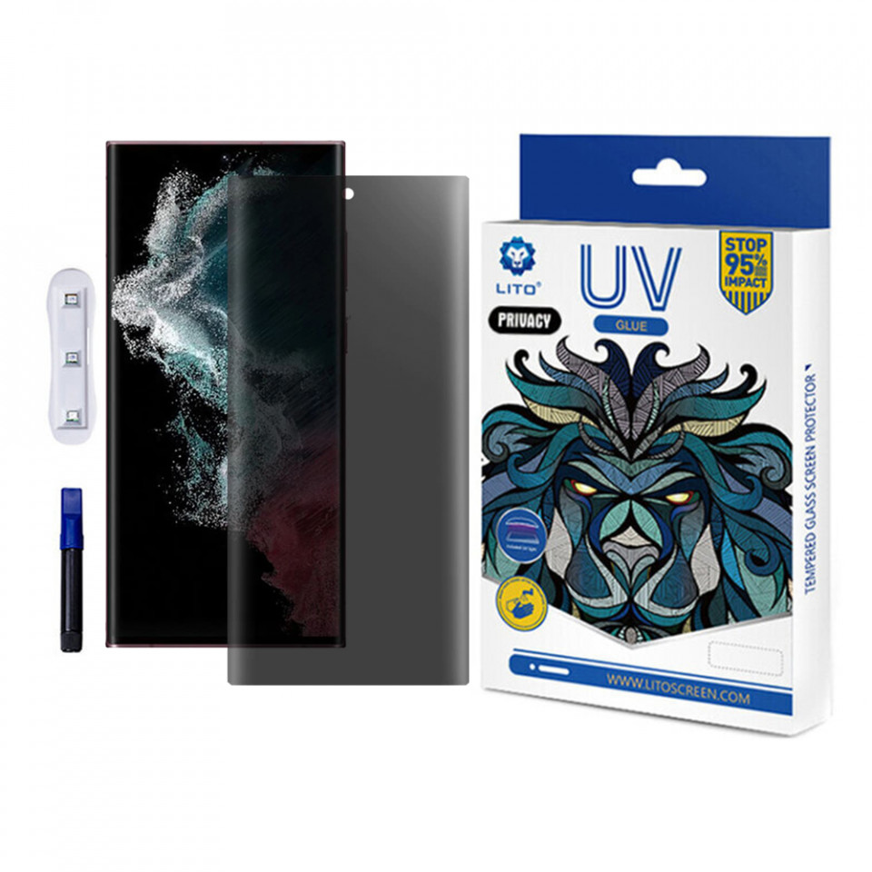 Folie de sticla Samsung Galaxy S22 Ultra, UV Glue LITO - Privacy