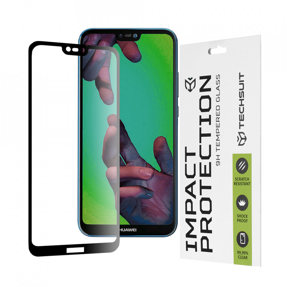 Folie Huawei P20 Lite, ce acopera tot ecranul 111D, Techsuit - Negru