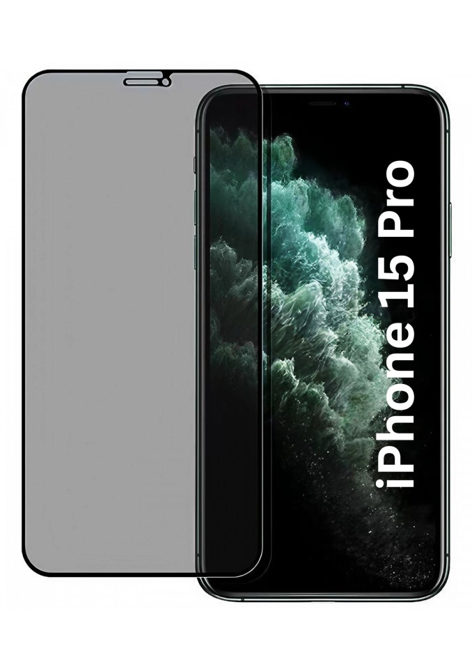 Folie pentru iPhone 15 Pro, Anti-spy Ultra HD, Protectie 9H, Montare Simplă, 111D, Privacy, set cu sticker