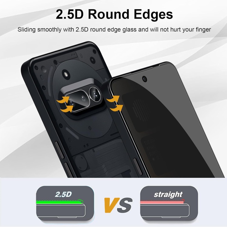 Folie pentru Nothing Phone (3), Anti-spy Ultra HD, Protectie 9H, Montare Simplă, 111D, set cu sticker, Privacy - 1 | YEO