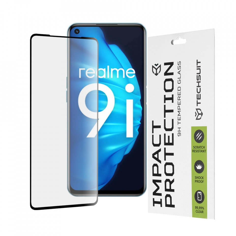 Folie Realme 9i 4G / 9 5G / 9 Pro / Oppo A76 / A96 / OnePlus Nord CE 2 Lite 5G ce acopera tot ecranul 111D, Techsuit - Negru