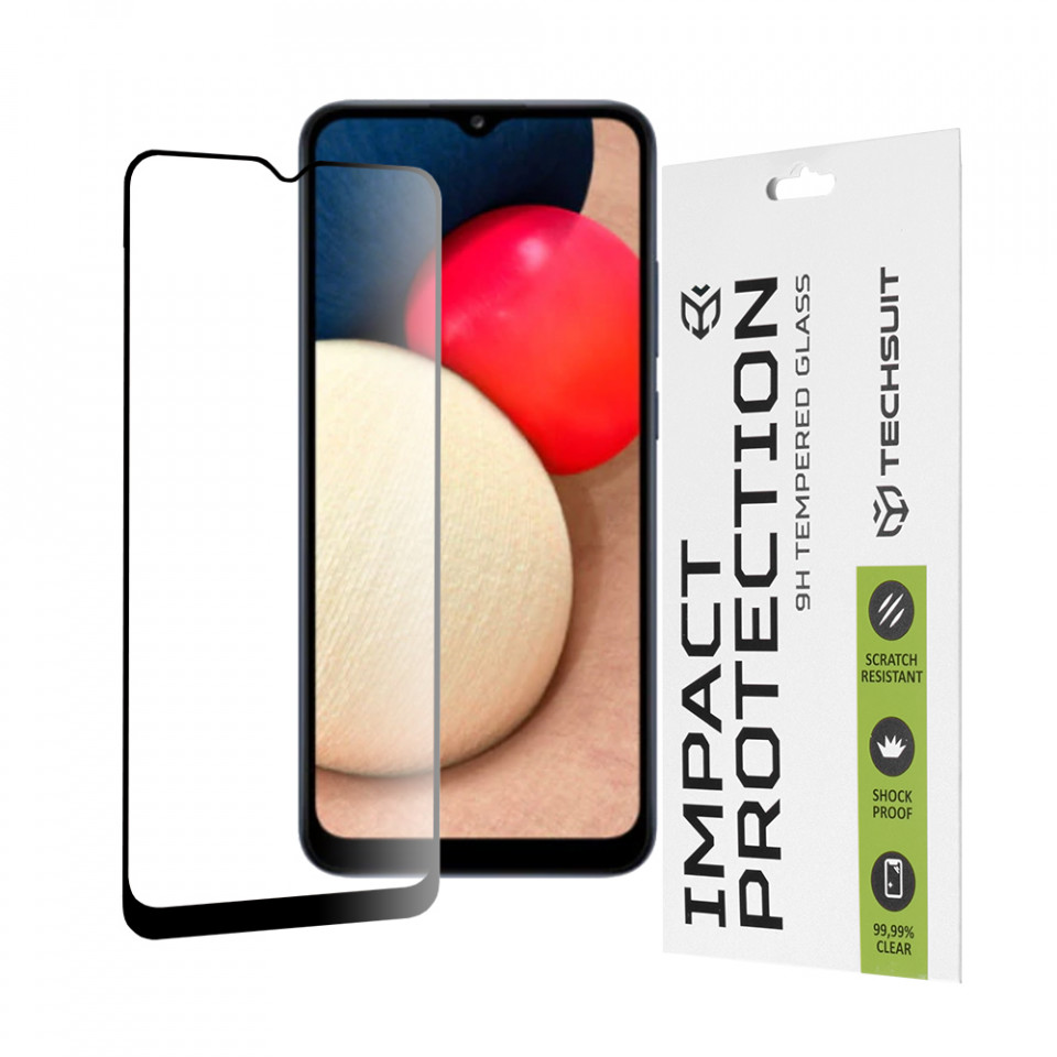 Folie Samsung Galaxy A02s / A03s, ce acopera tot ecranul 111D, Techsuit - Negru