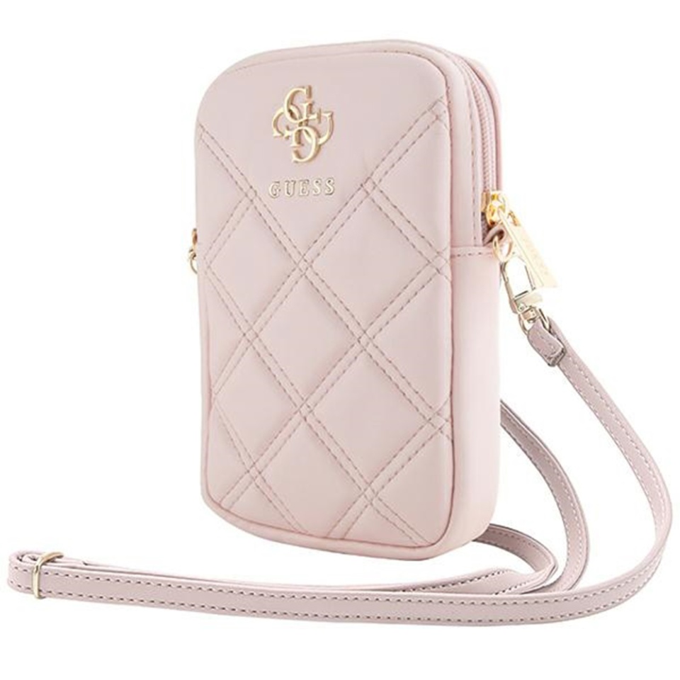Geanta Guess, Piele Ecologica, Zip Quilted 4G, Roz