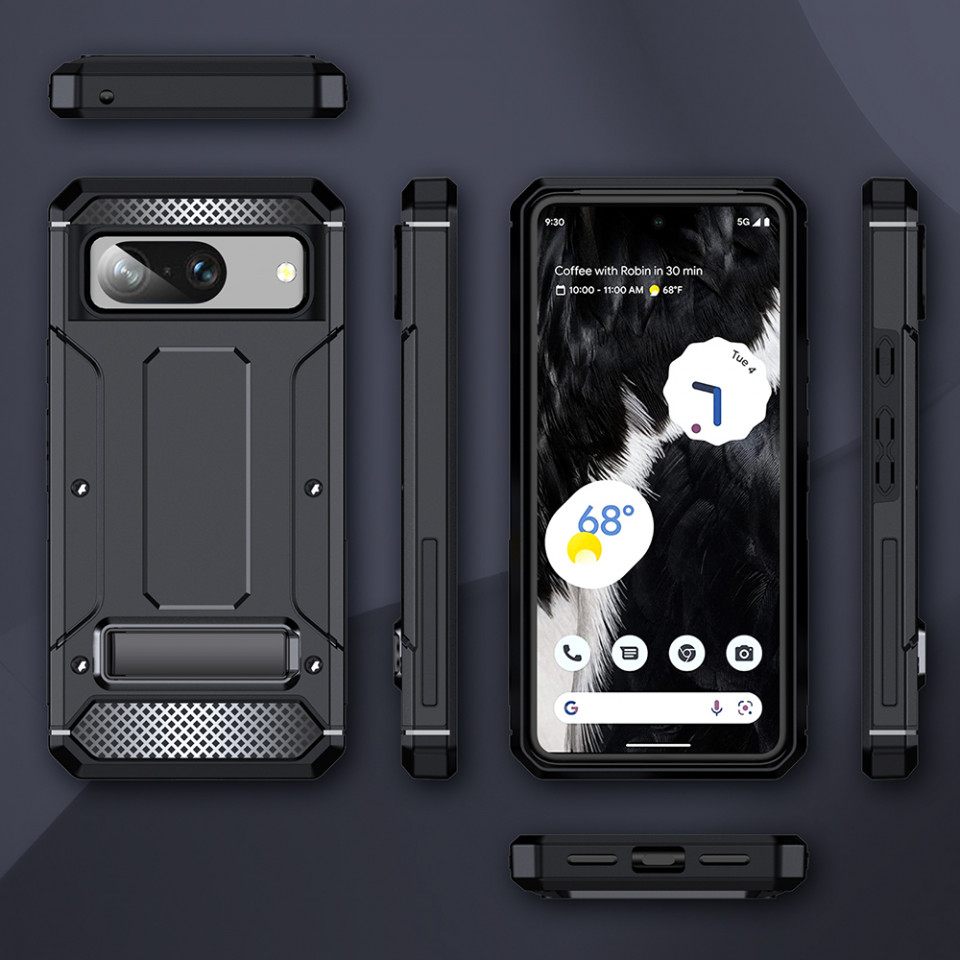 Husa antisoc Google Pixel 8 cu suport birou, Techsuit Kickstand - Negru - 1 | YEO