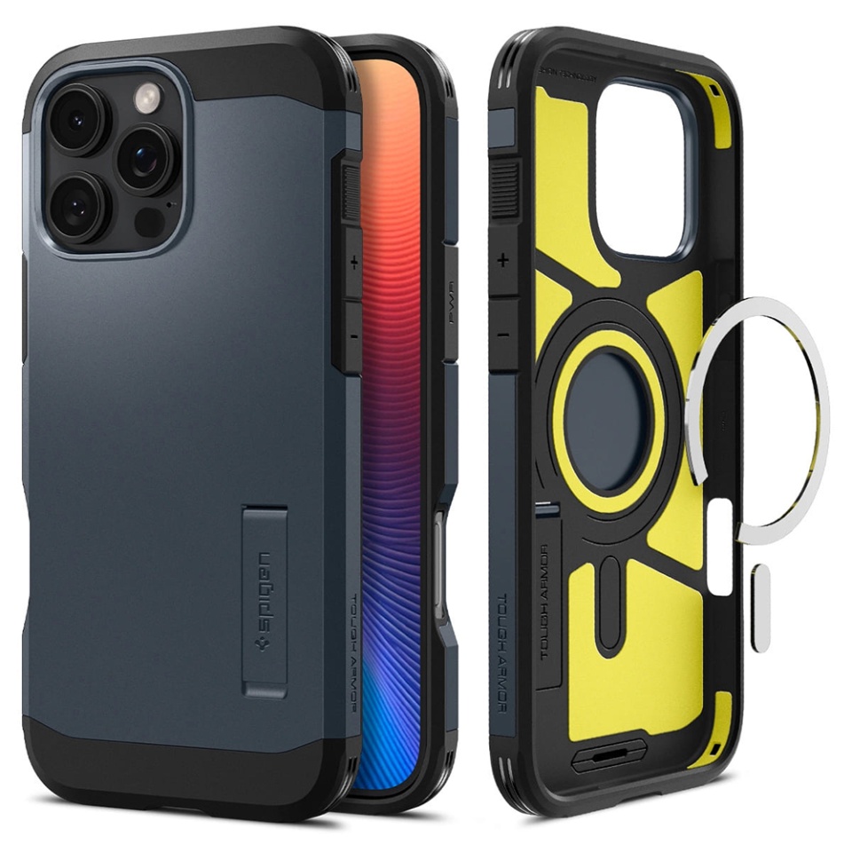 Husa Antisoc iPhone 16 Pro, Spigen Tough Armor - Albastru