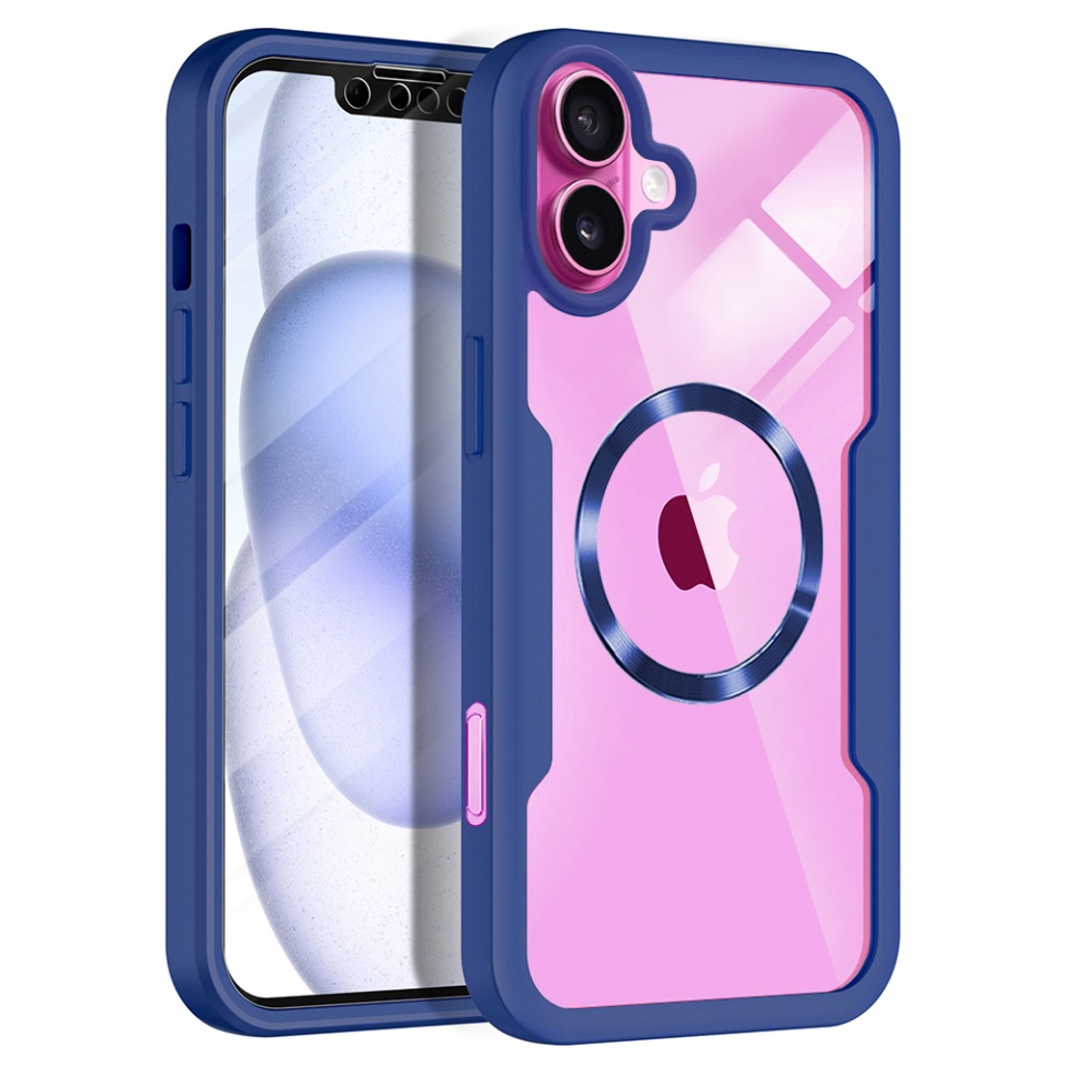 Husa + Folie pentru iPhone 16 Plus, SKYDDAR INNOVATION, [Pachet 360°] ColorVerse MagSafe, Albastru, set cu sticker