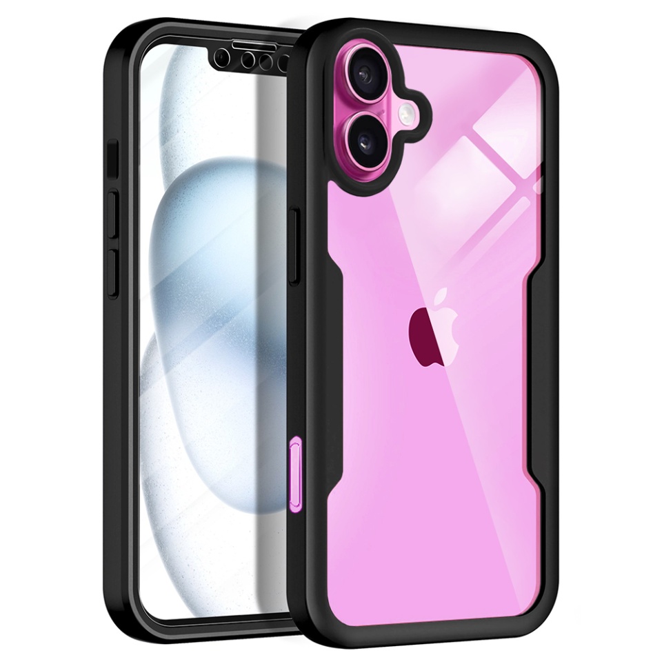 Husa + Folie pentru iPhone 16 Plus, SKYDDAR INNOVATION, [Pachet 360°] ColorVerse MagSafe, Negru, set cu sticker