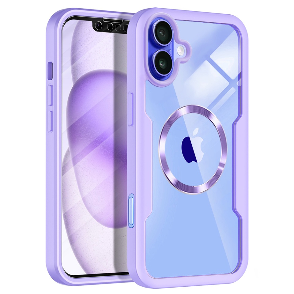 Husa + Folie pentru iPhone 16, SKYDDAR INNOVATION, [Pachet 360°] ColorVerse MagSafe, Mov, set cu sticker