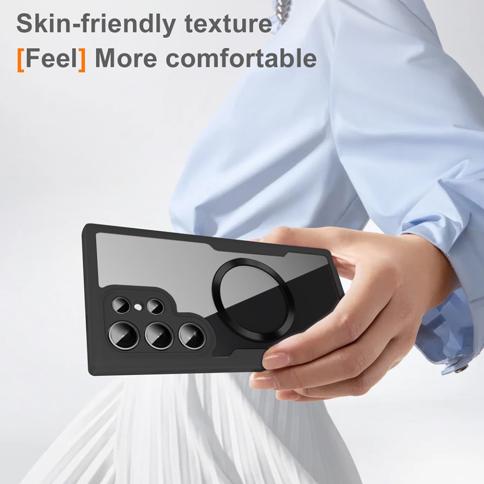 Husa + Folie pentru Samsung Galaxy S24 Ultra, SKYDDAR INNOVATION, [Pachet 360°] ColorVerse MagSafe, set cu sticker, Negru - 5