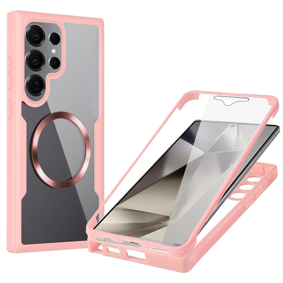 Husa + Folie pentru Samsung Galaxy S25 Ultra, SKYDDAR INNOVATION, [Pachet 360°] ColorVerse MagSafe, set cu sticker, Roz