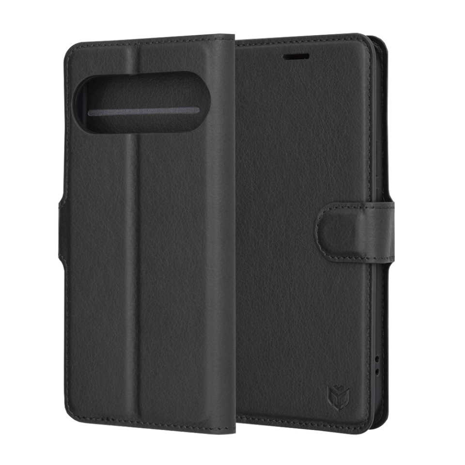Husa Google Pixel 9 / Pixel 9 Pro tip Carte, cu Portofel Interior, Finisaje Premium, SKYDDAR Leather Wallet - Negru