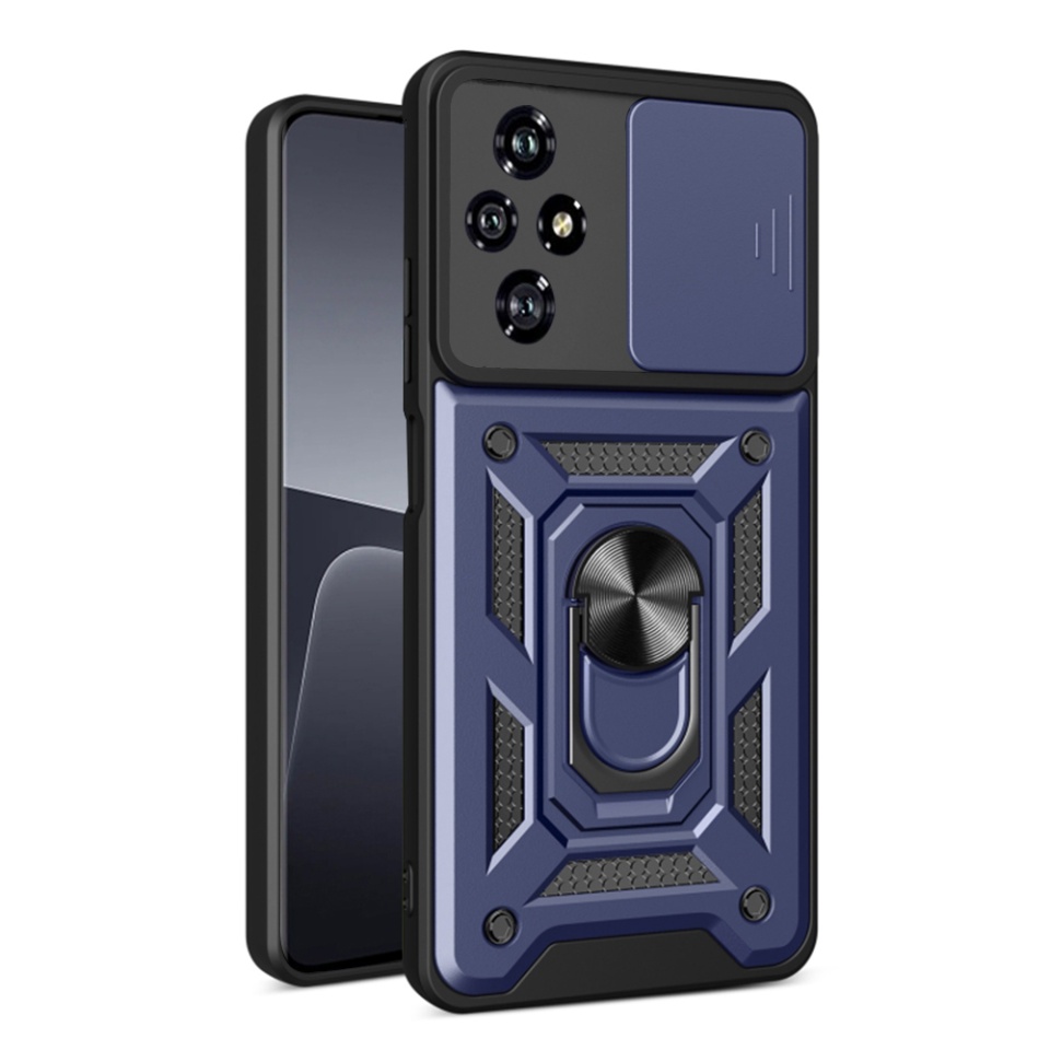 Husa Honor 200 cu inel magnetic si protectie camera Skyddar CamShield - Albastru