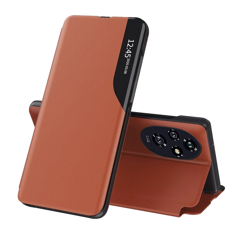 Husa Honor 200 Pro tip carte, Skyddar Eco View Leather - Portocaliu