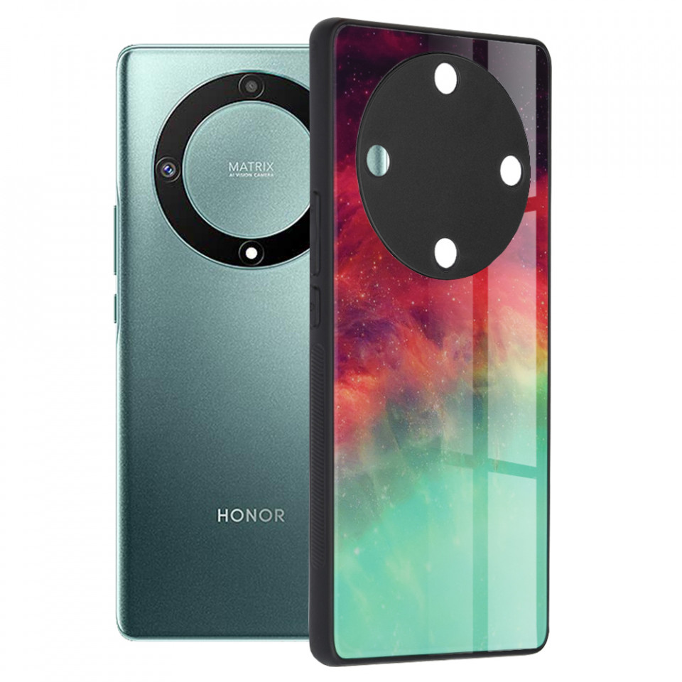 Husa Honor Magic5 Lite cu sticla securizata, Techsuit Glaze - Fiery Ocean