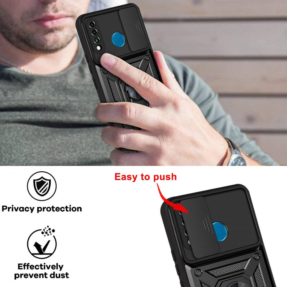 Husa Huawei P30 Lite cu inel magnetic, Techsuit CamShield - Negru - 3 | YEO