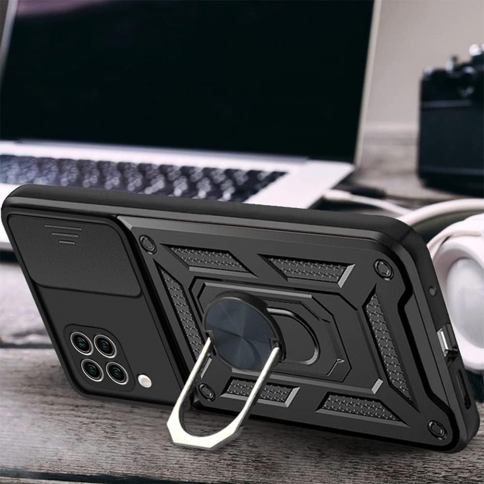 Husa Huawei P40 Lite cu inel magnetic si protectie camera Skyddar CamShield - Negru - 2 | YEO