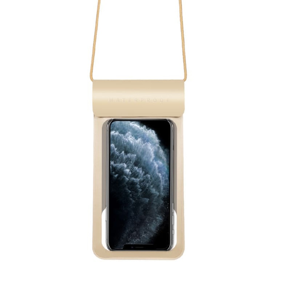 Husa Impermeabila Telefon TWC1, Touch Functional, Pana la 6.5 inch, set cu sticker, Auriu