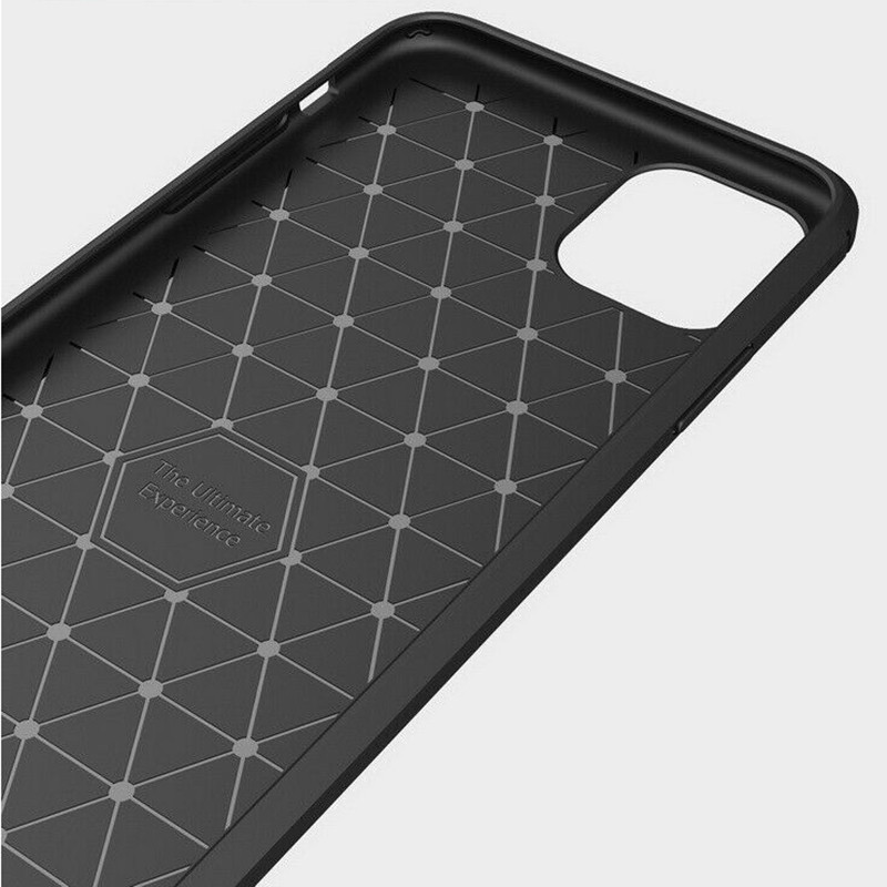 Husa iPhone 12 Mini din silicon, Slim, cu textura Fibra Carbon - Negru - 3 | YEO
