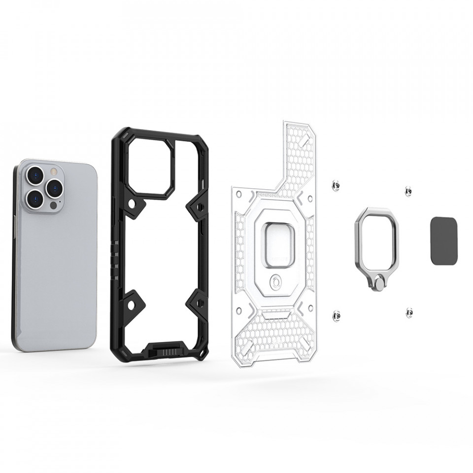 Husa iPhone 13 Pro Max cu inel, Techsuit Honeycomb - Rose-Violet - 1 | YEO