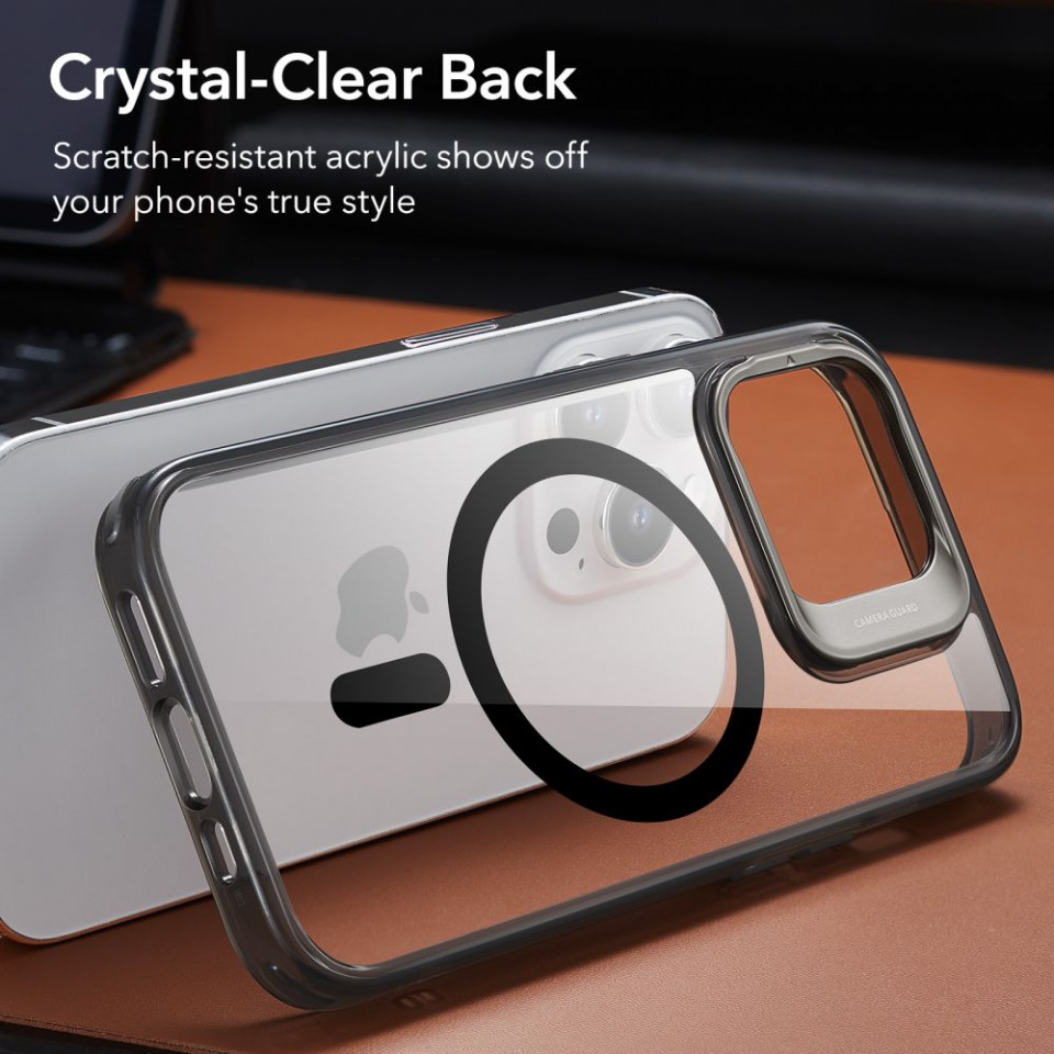 Husa iPhone 14 Pro Max, ESR Classic Kickstand - Negru Transparent - 3 | YEO