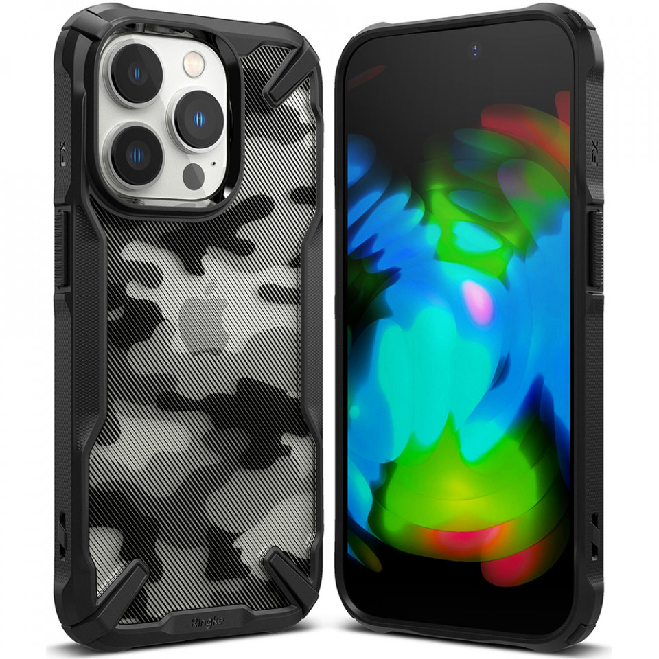 Husa iPhone 14 Pro Ringke Fusion X Design - Camo Negru - 1 | YEO