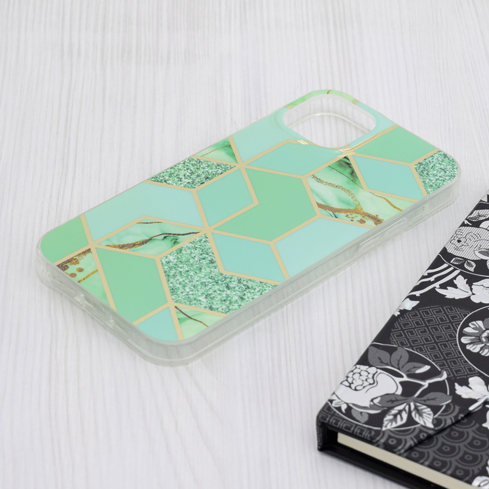 Husa iPhone 15 Plus Marble Series, Techsuit - Green Hex - 3 | YEO