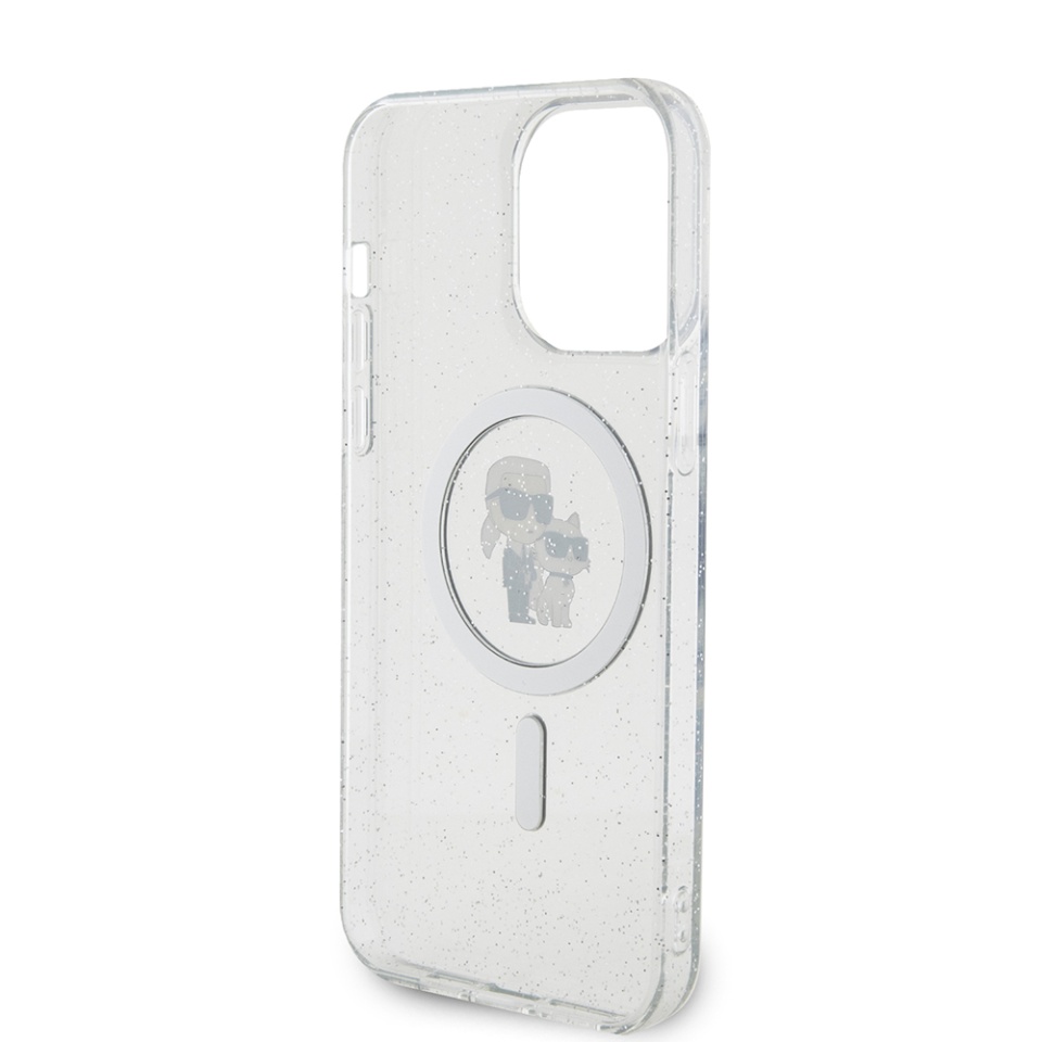 Husa iPhone 15 Pro Max Glitter MagSafe, Karl Lagerfeld - Transparent Karl & Choupette - 3 | YEO