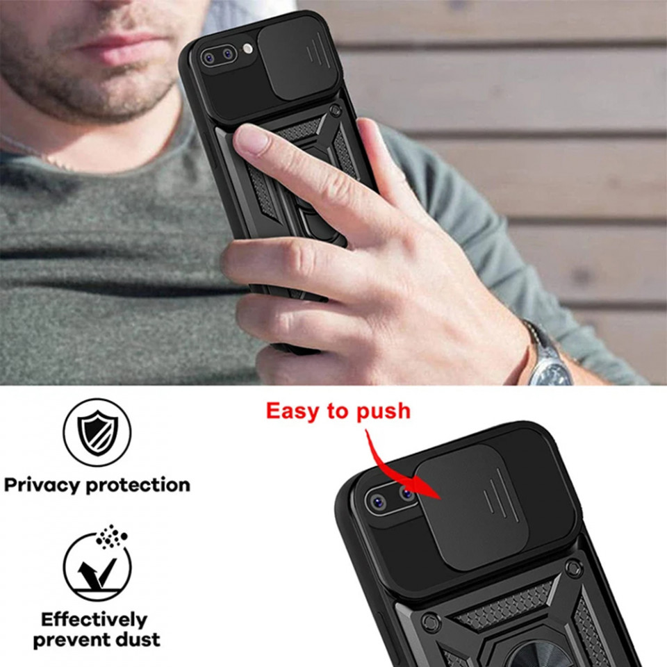 Husa iPhone 7 Plus/ 8 Plus cu inel magnetic, Techsuit CamShield - Negru - 3 | YEO