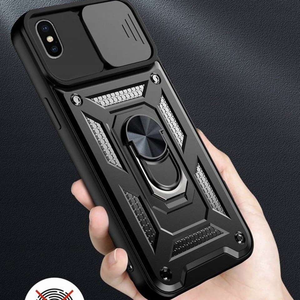 Husa iPhone X / Xs cu inel magnetic si protectie camera Skyddar CamShield - Rose Gold - 3 | YEO