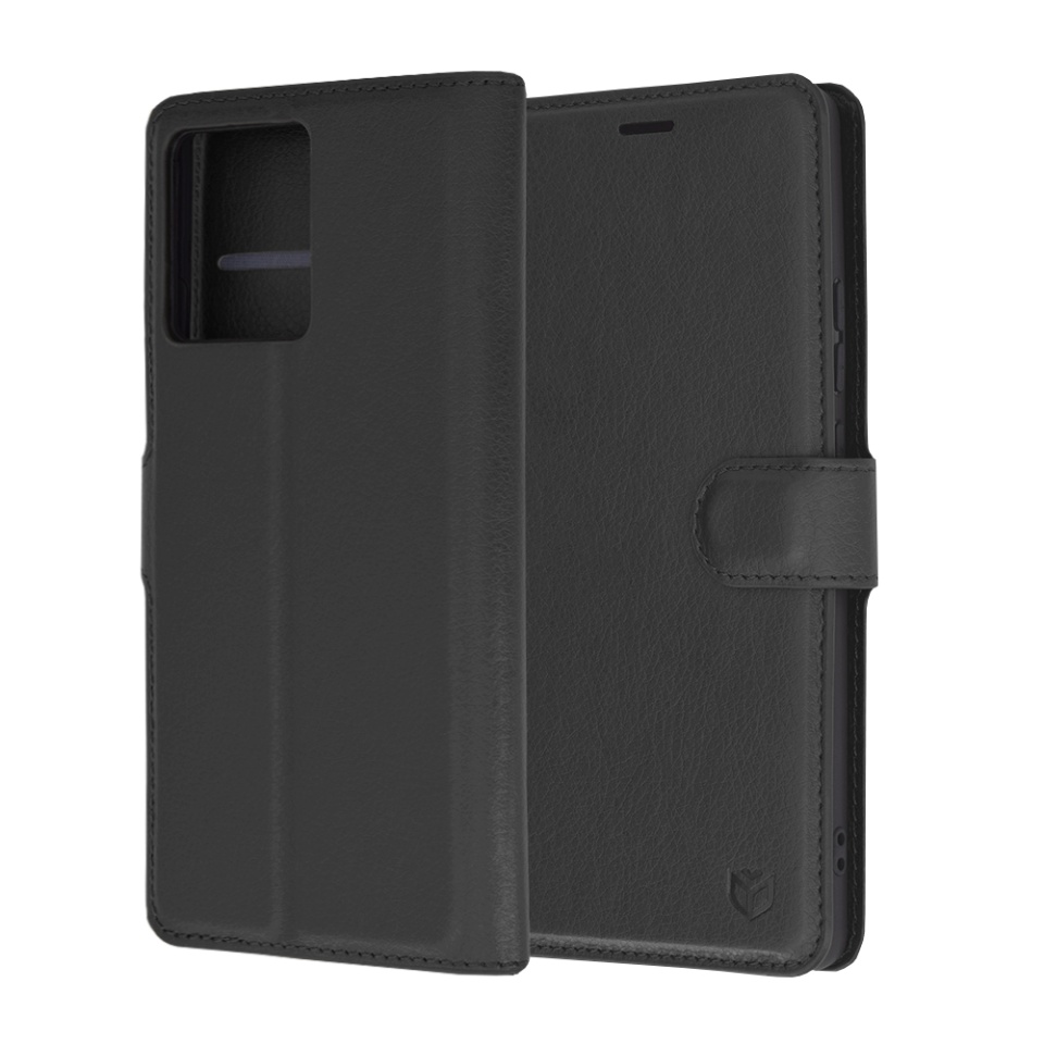 Husa Motorola Edge 50 Ultra tip Carte, cu Portofel Interior, Finisaje Premium, SKYDDAR Leather Wallet - Negru