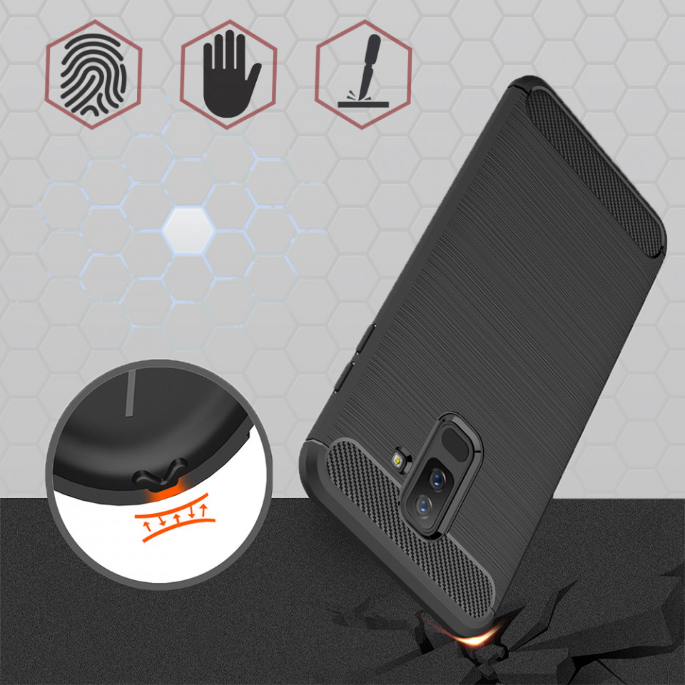 Husa Nokia G10 / G20 din silicon, Slim, cu textura Fibra Carbon - Negru - 1 | YEO