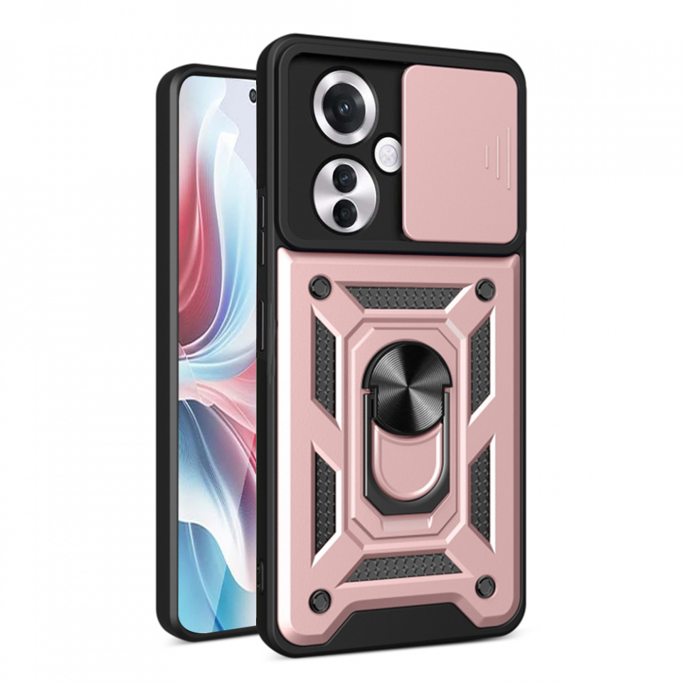 Husa Oppo Reno11 F cu inel magnetic si protectie camera Skyddar CamShield - Rose Gold