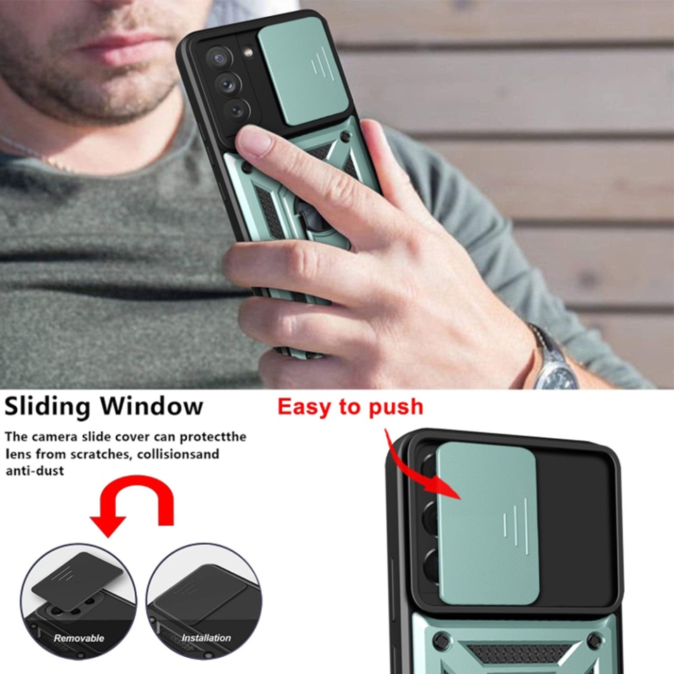 Husa Oppo Reno12 cu inel magnetic si protectie camera Skyddar CamShield - Albastru - 3 | YEO