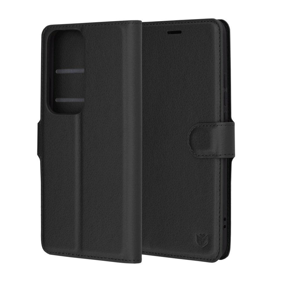 Husa Oppo Reno12 Pro tip Carte, cu Portofel Interior, Finisaje Premium, SKYDDAR Leather Wallet - Negru