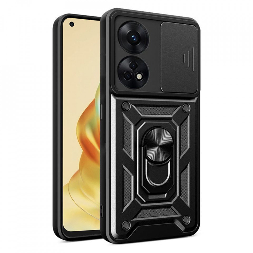 Husa Oppo Reno8 T cu inel magnetic, Techsuit CamShield - Negru