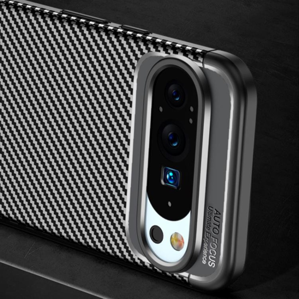 Husa pentru Google Pixel 10 / Pixel 10 Pro, SKYDDAR INNOVATION, CarbonFiber, Antisoc, set cu sticker, Negru - 3 | YEO