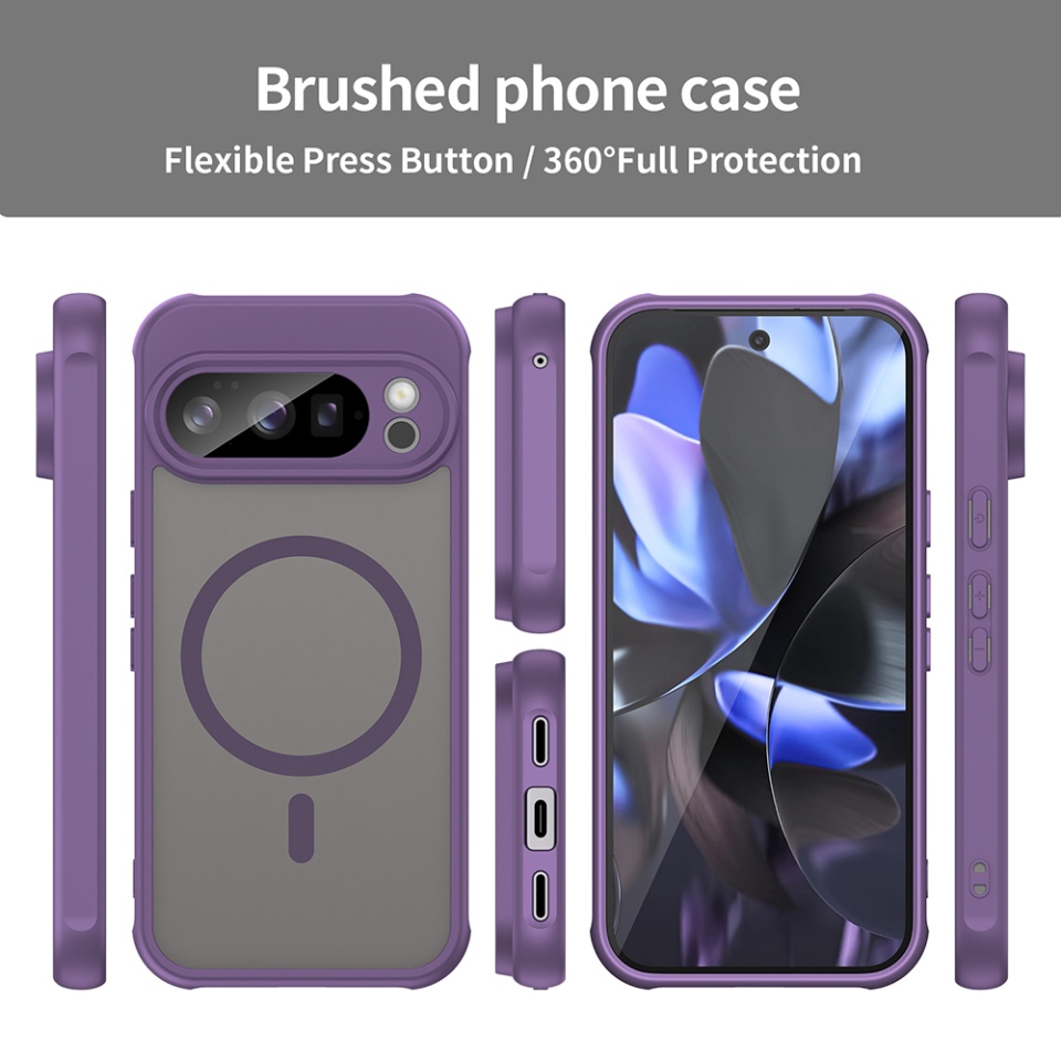 Husa pentru Google Pixel 10 Pro, SKYDDAR INNOVATION, HaloFrost MagSafe II, Antisoc, set cu sticker, Mov - 2 | YEO