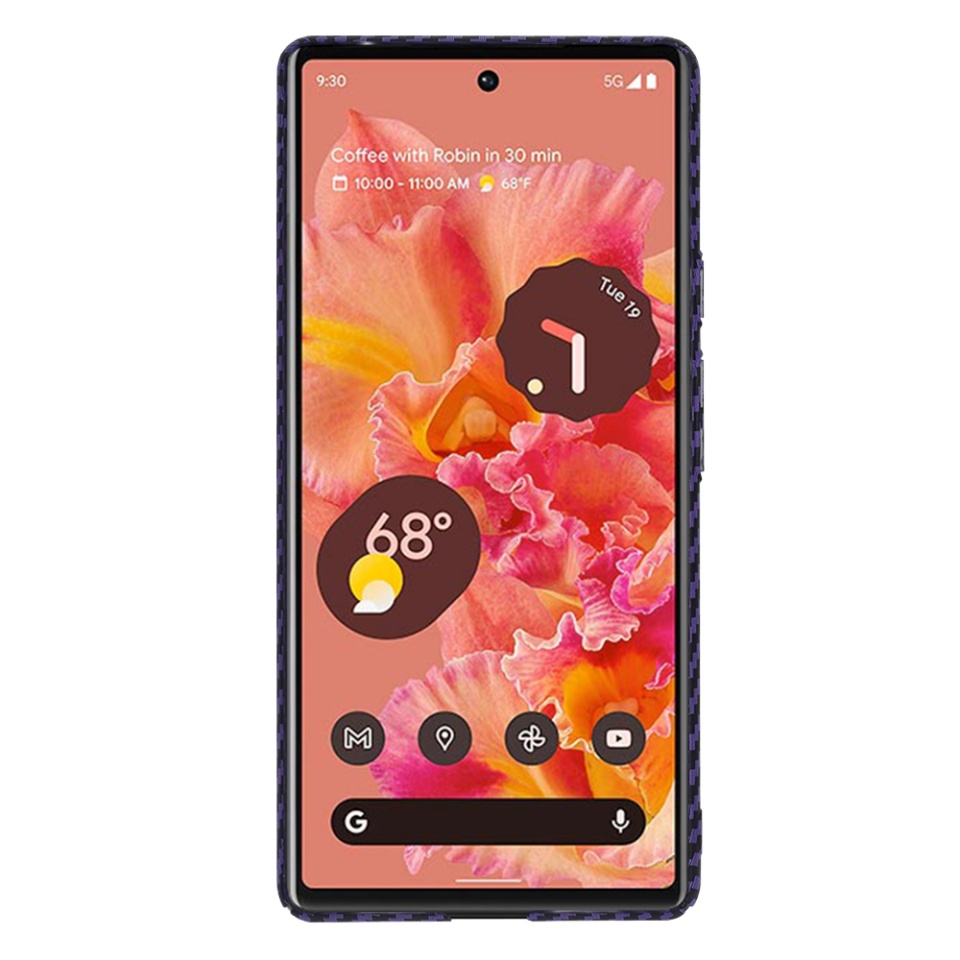 Husa pentru Google Pixel 6, Finisaj Premium cu Textura de Carbon, Design Elegant, SKDR CarbonFlex - Mov - 1 | YEO
